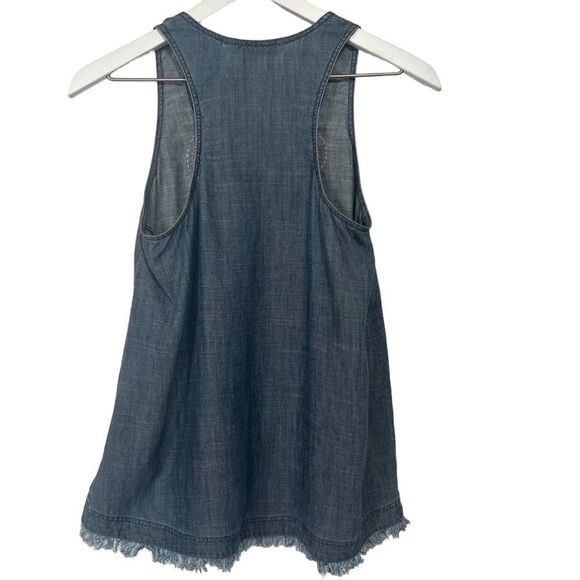 Trina Turk Raindrop Embellished Racerback Tank Womens XS Chambray Embroidered - Picture 5 of 8